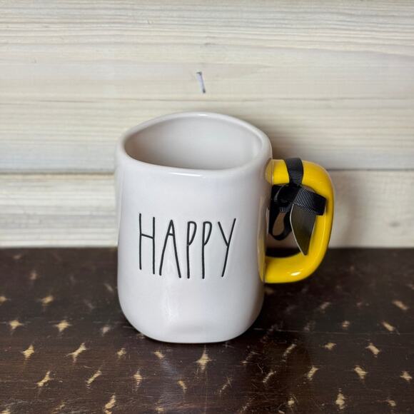 Rae Dunn Happy Dwarf Coffee‎ Mug Disney Snow White Yellow Handle HTF - Picture 1 of 2